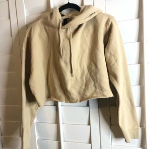 Tan Cropped Urban Outfitters Hoodie